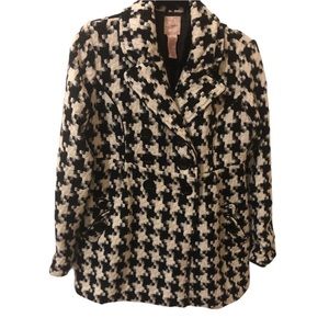 Vintage Candie’s Girl’s L Women’s XS Dress Coat Black and White Houndstooth